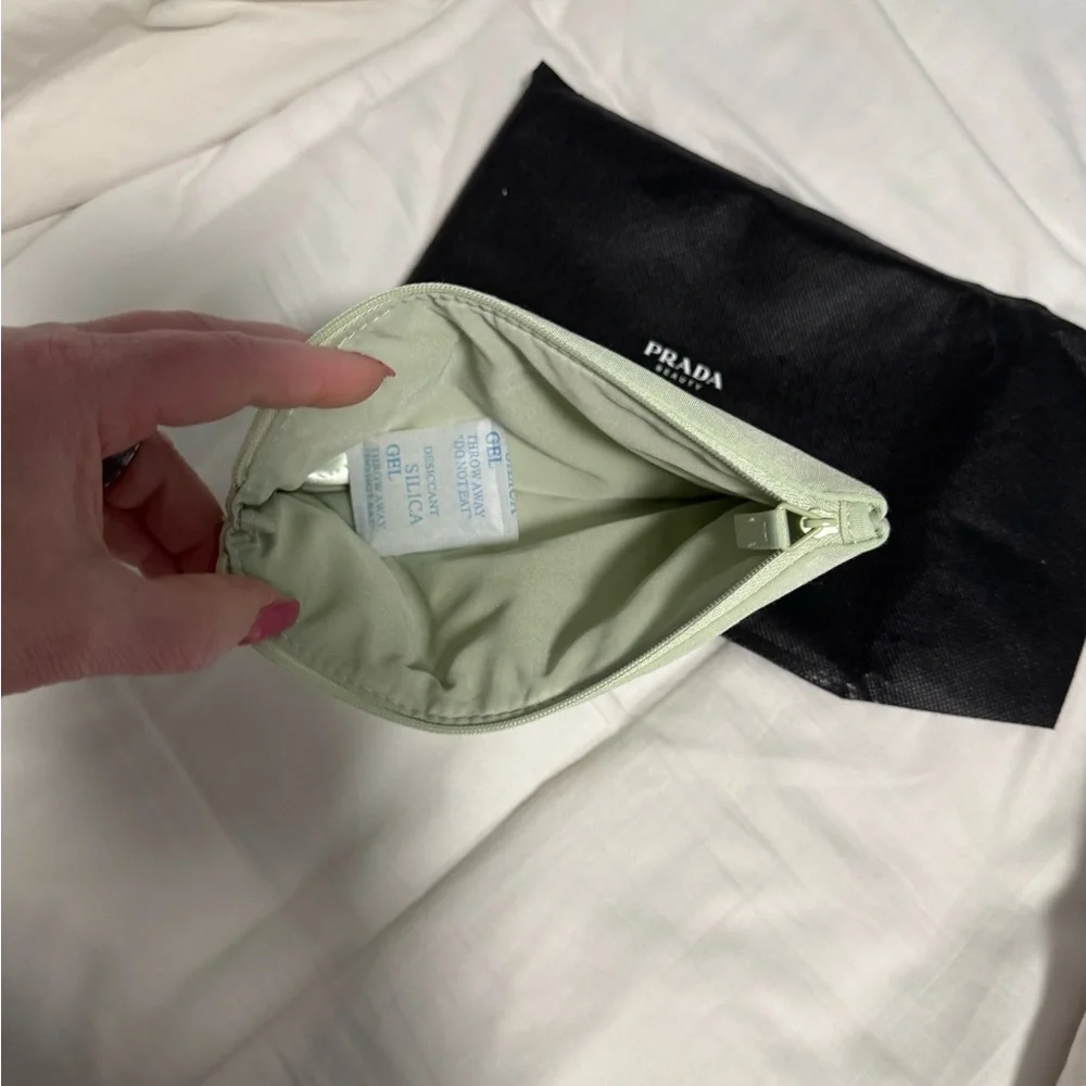 Prada cosmetic Pouch in Mint Green Beauty Pouch with dust bag! NWOT!
